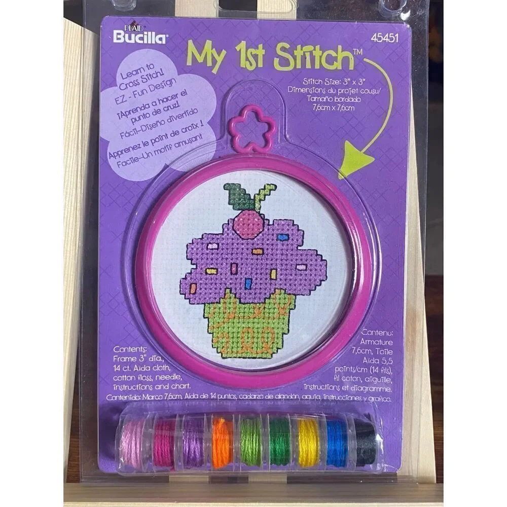 Bucilla Set of 4 My 1st Stitch Panda Cupcake Mermaid Butterfly Cross Stitching K